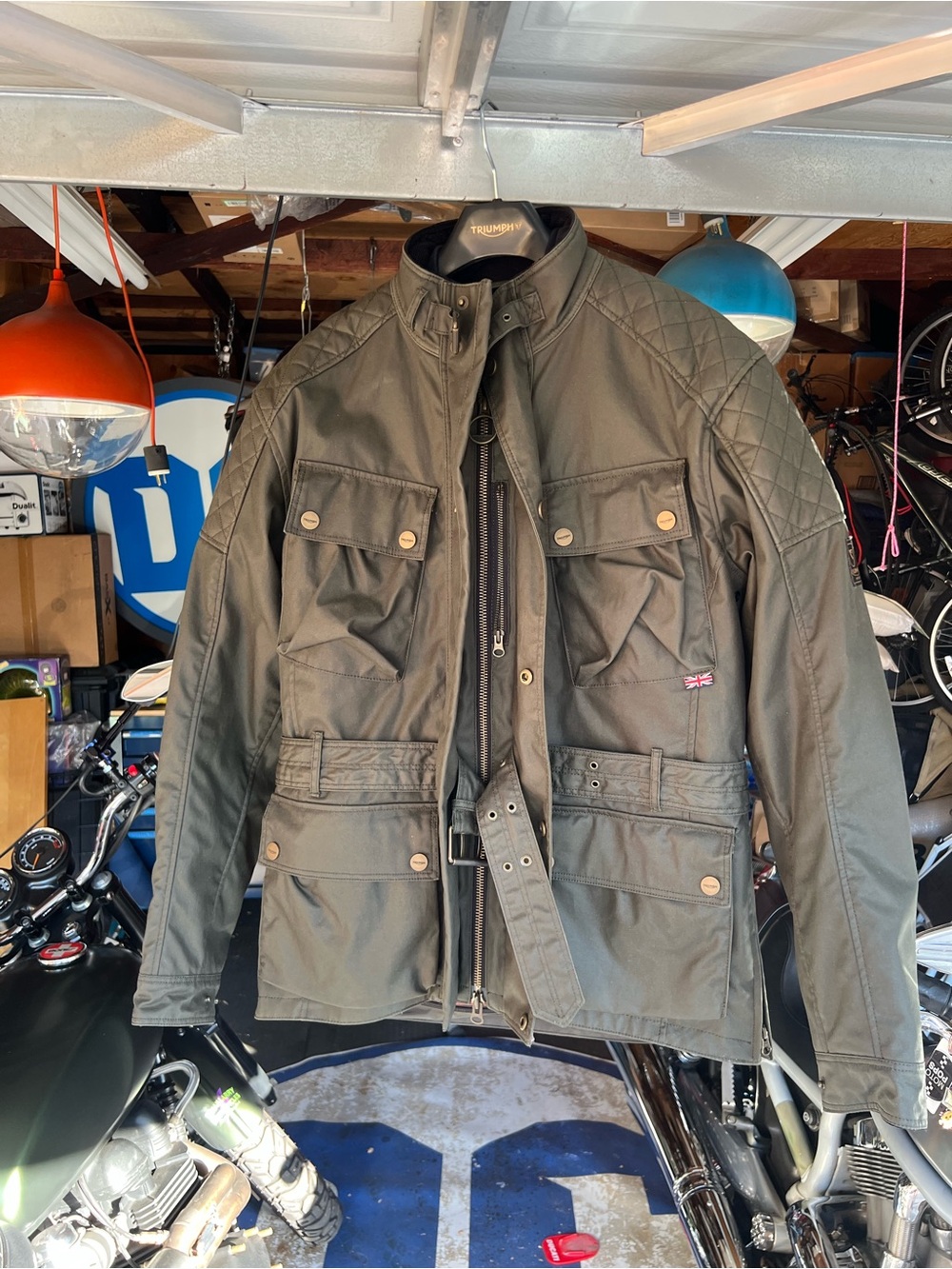 Triumph Olive Green Beck  Quilted Field Motorcycle Jacket
